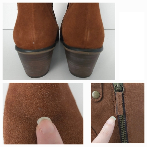 Steve Madden Tan Brown Suede Zipper Ankle Boots - Picture 6 of 7